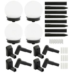 Ideaworks Outdoor Solar Globe Wall Mount or Ground Light, 4 Pack